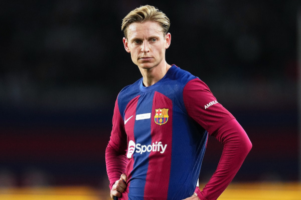 Obraz Frenkiego de Jong'a, piłkarza barcelony.